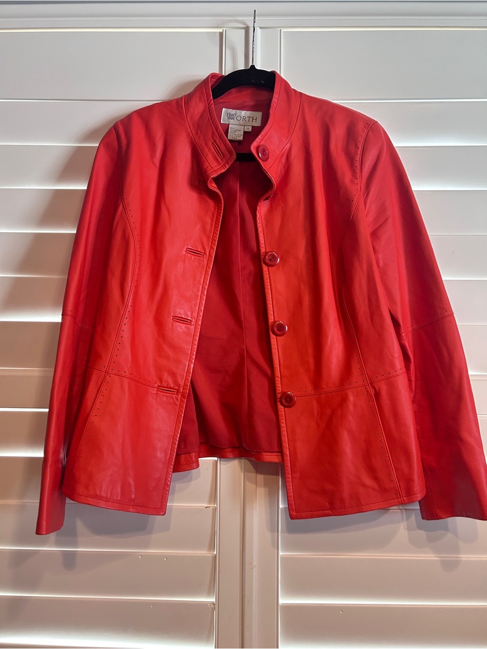 Worth Leather Moto Jacket Red Orange Size 14